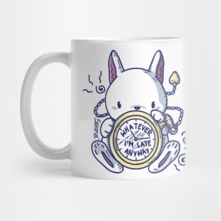 Kawaii Cute bunny rabbit with watch "whatever I'm late anyway" Mug